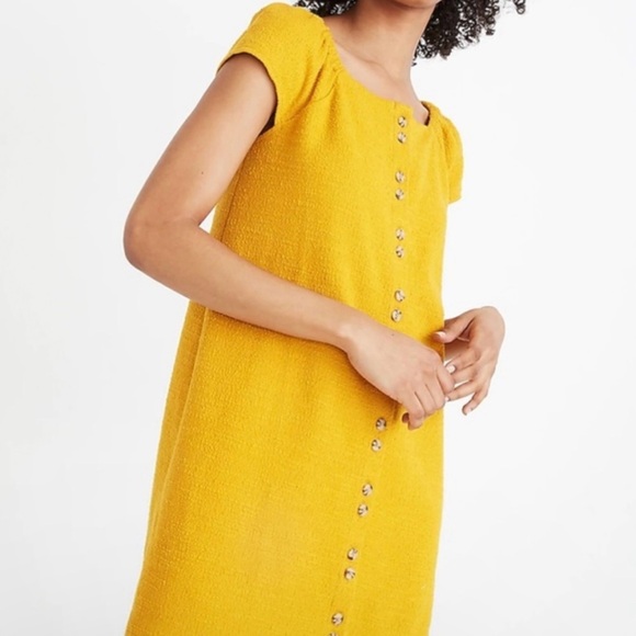 Madewell Texture & Thread Mustard Mini Dress Size Medium - Picture 4 of 15